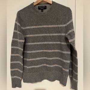 Banana Republic Gray/White Stripped Sweater in Small. Made with Italian Yarn